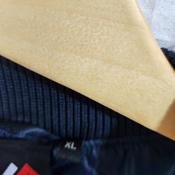 New York Yankees Bomber Jacket Men's Size XL Majestic Athletic MLB Blue & Grey - Picture 11 of 12